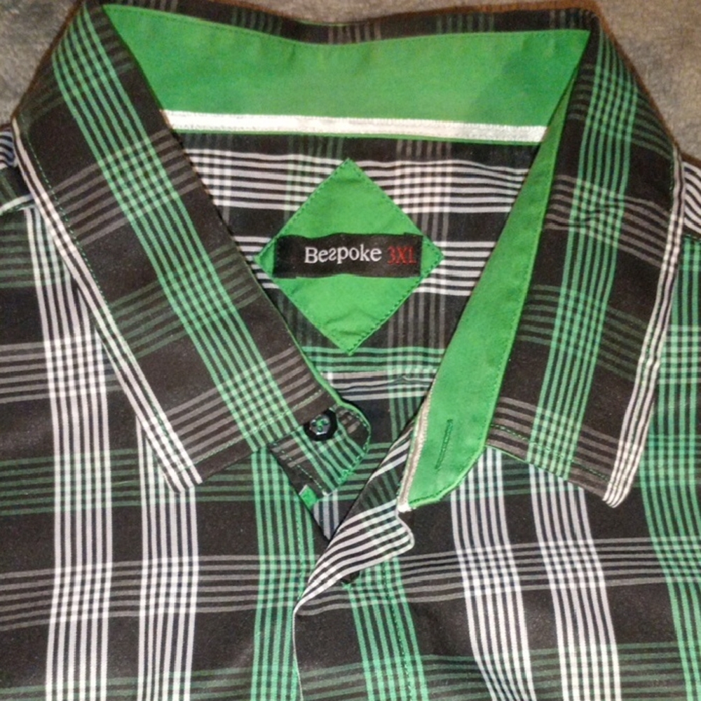 Bespoke Green and Black Casual Button Down Shirt